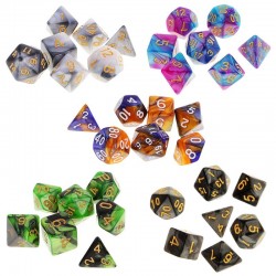 Dés de jeu en polyèdre - double couleur - pour RPG / DND / MTG jeu de table - 7 pièces
