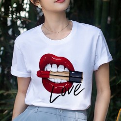 labbra rosse - proiettile - Amore - T-shirt stampata