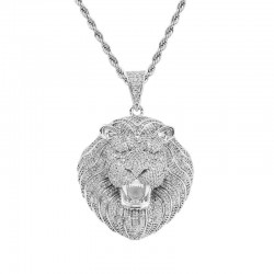 Iced out crystal lion's head - luxueux collier - unisexe