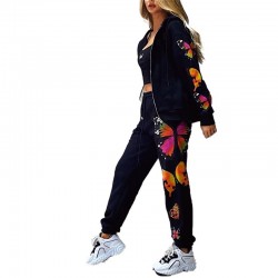 Fashionable tracksuit with printed butterflies - hoodie / pants - setHoodies & Jumpers