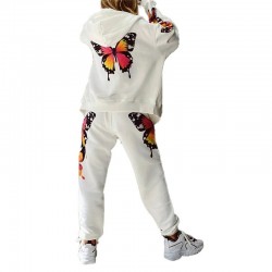 Fashionable tracksuit with printed butterflies - hoodie / pants - setHoodies & Jumpers