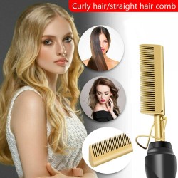 2 en 1 - cheveux multifonctions redresseur / curler / peigne - cheveux mouillés / secs