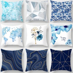Design geometrico blu - copertura cuscino - poliestere - 45 * 45cm
