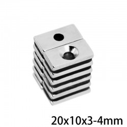 N35 - magnete al neodimio - blocco potente - con foro 4mm - 20 * 10 * 3mm - 5 - 100 pezzi