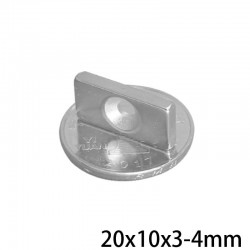 N35 - magnete al neodimio - blocco potente - con foro 4mm - 20 * 10 * 3mm - 5 - 100 pezzi