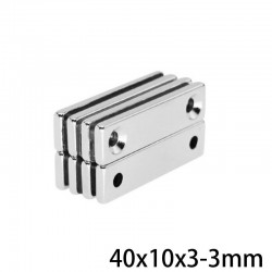 N35 - magnete al neodimio - con 2 fori 4mm - 40 * 10 * 3mm - 5 - 10 - 20 - 30 - 50 pezzi