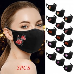 Maschera protettiva viso / bocca - riutilizzabile - cotone - stampa floreale - 3 pezzi