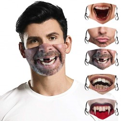 Mouth / masque de protection visage - réutilisable - coton - impression 3D drôle