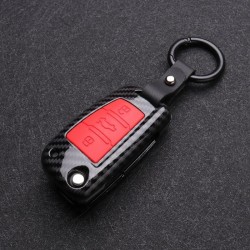 Silicone / carbon fiber - car key cover case with keychain - Audi - A3 - A4 - A5 - C5 - C6 - 8L - 8PKeys