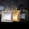 Leather bag - crossbody - small clutch - crocodile skin design - 3 pieces setSets