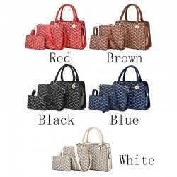 Leather handbag - crossbody - small clutch bag - geometric design - 3 pieces setSets