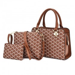 Leather handbag - crossbody - small clutch bag - geometric design - 3 pieces setSets