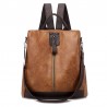 Leather backpack for women - anti-theft