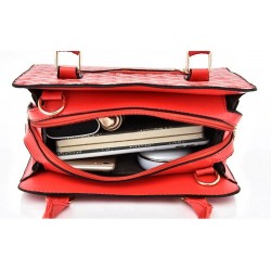 Leather handbag - crossbody - small clutch bag - geometric design - 3 pieces setSets