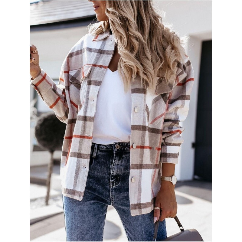Vintage plaid shirt with long sleeves and buttons - jacketBlouses & shirts