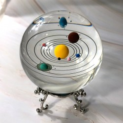 Crystal ball of the Solar System - a model of miniature planets - a glass globe - 80mmDecoration