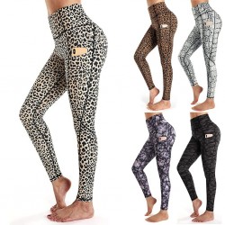 Leopard print yoga pants for women - sweat-absorbent