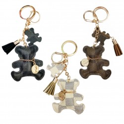 Leather bear keychain - with tasselsKeyrings