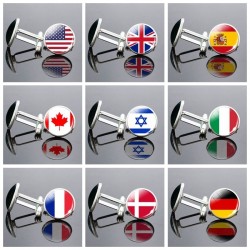 National flag - round glass cufflinks - with boxCufflinks
