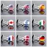 Drapeau national - boutons de manchette en verre rond - avec boîte