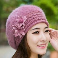 Beret hat - women - fur - with flower design
