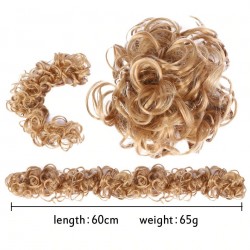 Chouchou élastique - cheveux synthétiques bouclés - chignon - queue de cheval - extension de cheveux
