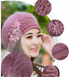 Beret hat - women - fur - with flower design