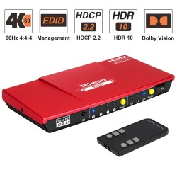 HDMI switch - 4 In 1 out - S/PDIF - L/R audio output - 4K@60Hz - with remote control