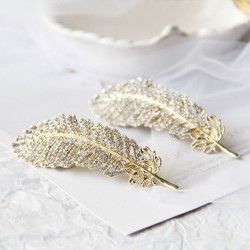 Crystal feather - leaf - hair clipHair clips