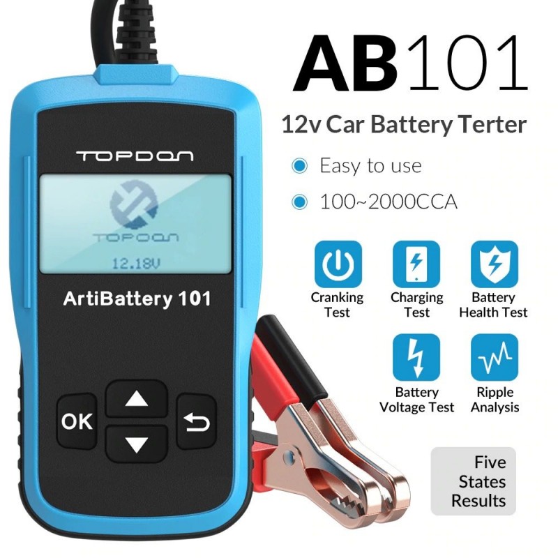AB101 - 12V - 100 - 2000 CCA - tester della batteria dell'automobile - strumento diagnostico