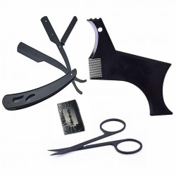 Beard grooming kit - trimming shaving comb - scissors - razor bladesBeard