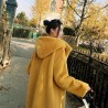 Fashionable faux fur coat with hoodie