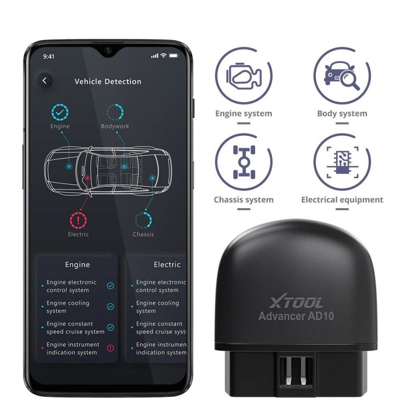 AD10 - OBD2 - ELM327 - scanner di auto diagnostico - lettore di codice - Bluetooth - iOS - Android - display head-up