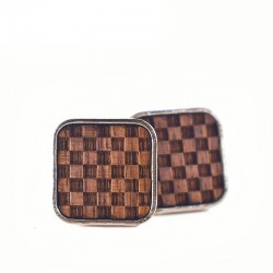 Square cufflinks - wooden gridCufflinks
