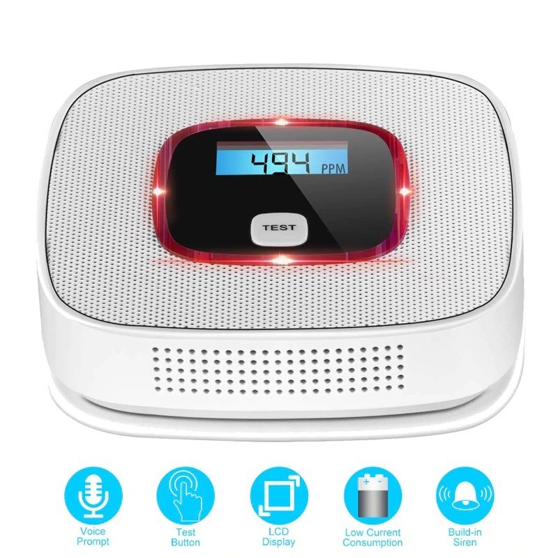 LCD - carbon monoxide gas alarm - poisoning / smoke tester - detector - sensor - monitorHome security