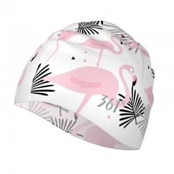 Flower flamingo swimming cap - long hair protection - silicone - women