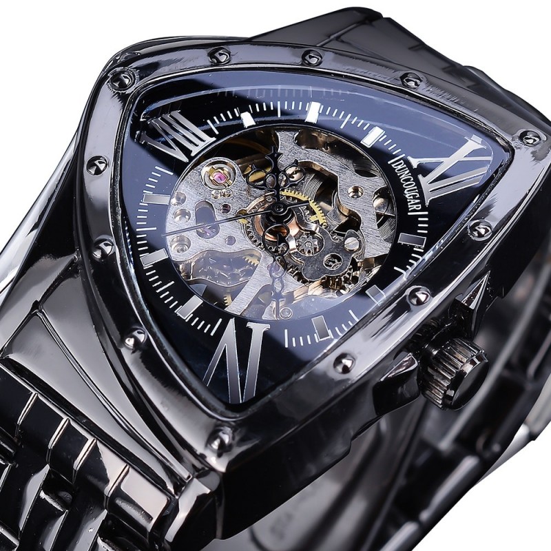 Orologio automatico a triangolo - quadrante scheletrato - impermeabile - acciaio inossidabile
