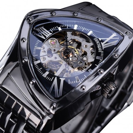 Orologio automatico a triangolo - quadrante scheletrato - impermeabile - acciaio inossidabile
