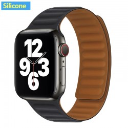 Apple watch band - silicone - leather - magnetic strap - 38mm / 40mm / 42mm / 44mm