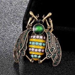 Rhinestone bee brooches - with crystal decoration