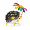Hedgehog holding flower - crystal brooch