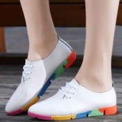 Leather flat shoes - with rainbow soles