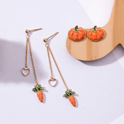 Pumpkin / carrot - enamel drop earrings
