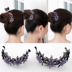 Floral hair clip - bun maker - claw - with sparkling rhinestonesHair clips