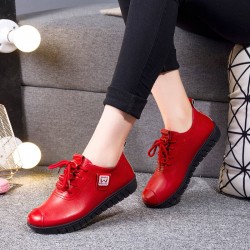 Leather / cotton lace up shoes