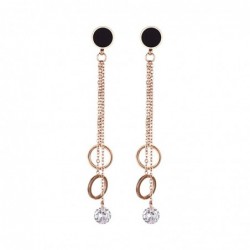 Rose gold tassel earrings - with crystal decoration