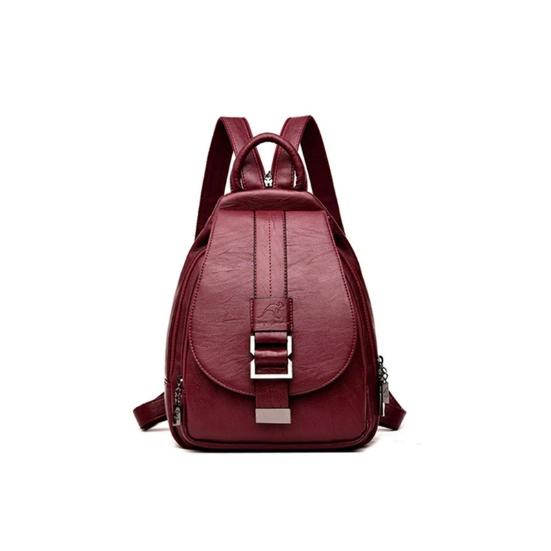 Leather backpack - with metal lock strap