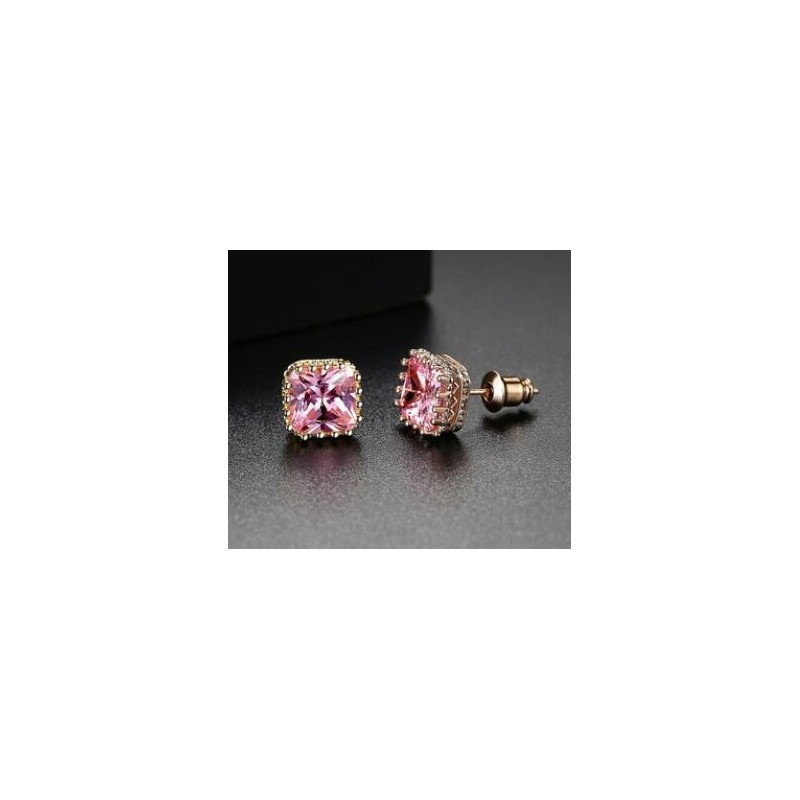 Minimalistic rectangle - crystal earring
