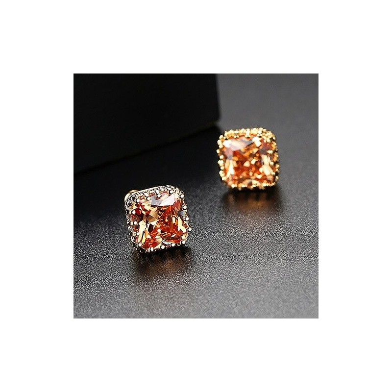 Minimalistic rectangle - crystal earring