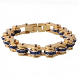 Motorcycle chain bracelet - unisex - with crystal decoration